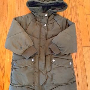 Zara kids olive green puffer coat size 5